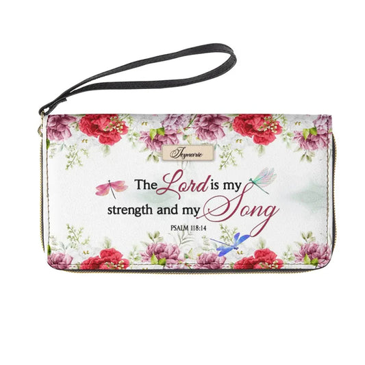 The Lord Is My Strength and My Song Zip Around Leather Wallet