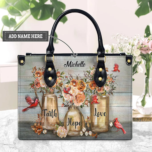 Faith Hope Love Wooden Style Leather Bag