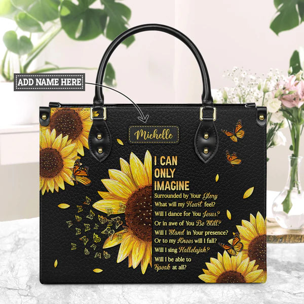 I Can Only Imagine Sunflower Butterfly Leather Bag