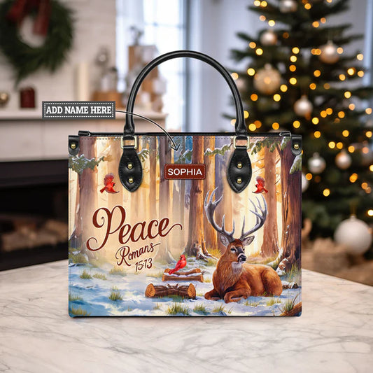 Peace Romans 15 13 Leather Bag