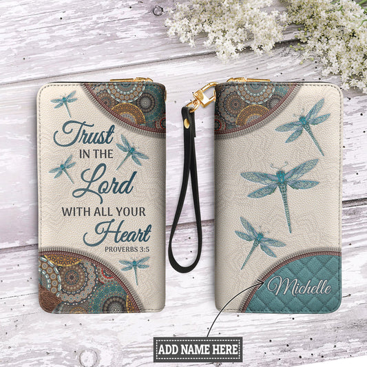 Trust In The Lord With All Your Heart Proverbs 3 5 Zip Around Leather Wallet